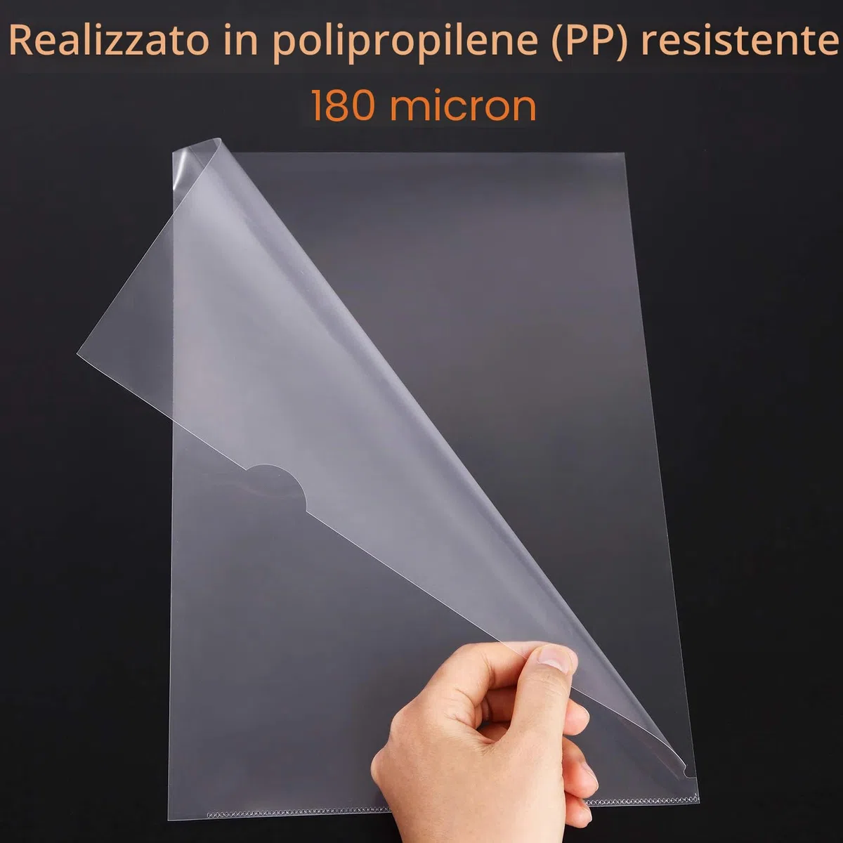 Cartelline A4 Trasparenti a L Formato, confezione da 30, 180 micron, Cartelle di File Documenti A4 in Polipropilene per Scuola, ufficio, Copertina per Fogli di Protezione -Trasparente