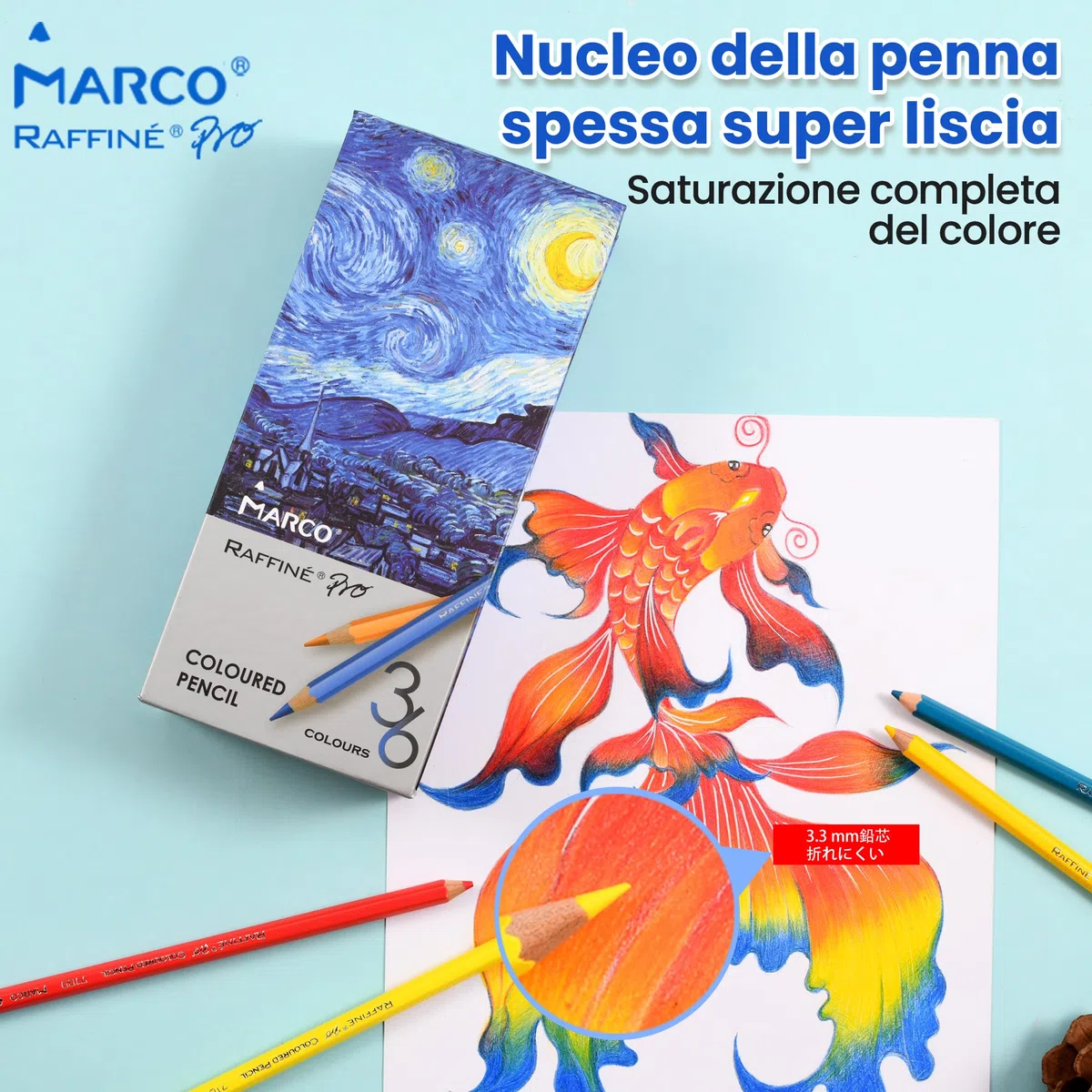 MARCO Set di Matite Colorate 48 Colori, Matite in Legno Ölbasierte per Malen & Zeichnen, Ideal per Artisti e Appassionati di Pittura