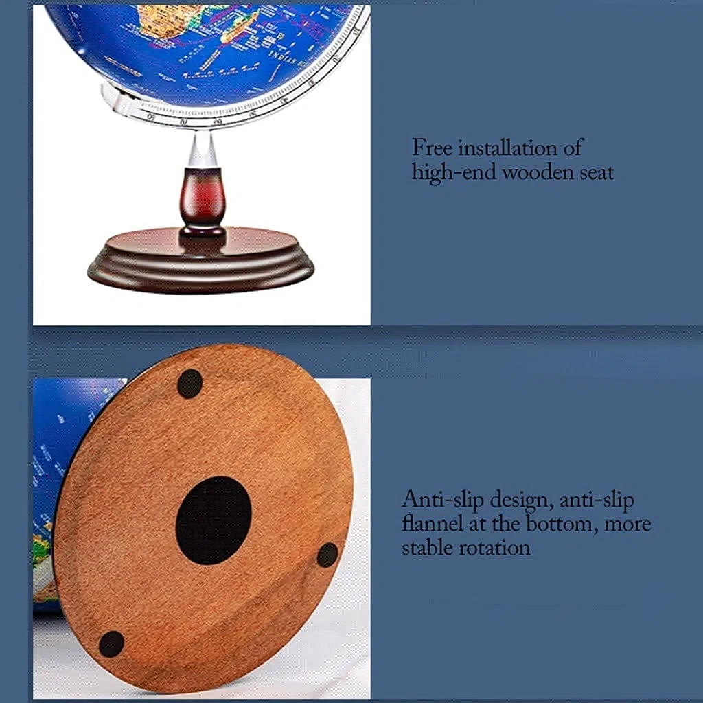 POCHY Mappamondi Mini mappamondo Blue Oceans Globo geografico Globo educativo bilingue Illuminato Globo Unico per la casa della Scuola Pratico Moda