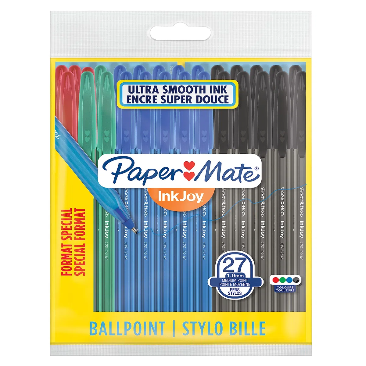 Paper Mate Inkjoy 100ST Penna a Sfera, Punta Media (1.0 mm), Colori per Ufficio Assortiti, 27 Pezzi
