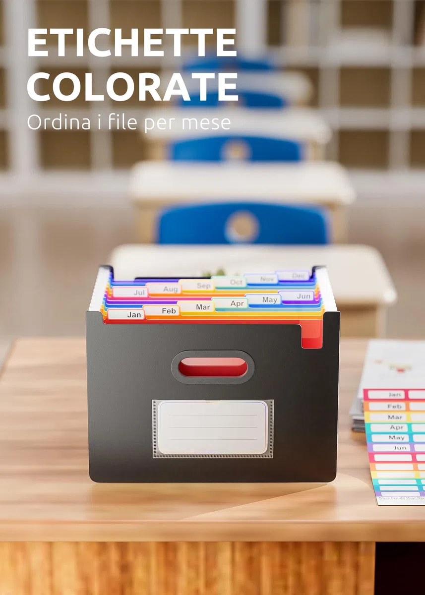 ThinkTex Cartella Portadocumenti Espandibile, A4 Porta Documenti Fisarmonica, 12 Tasche Raccoglitore Documenti, Senza Coperchio, Organizer Portatile Per Ricevute Mensili, Formato Lettera/A4