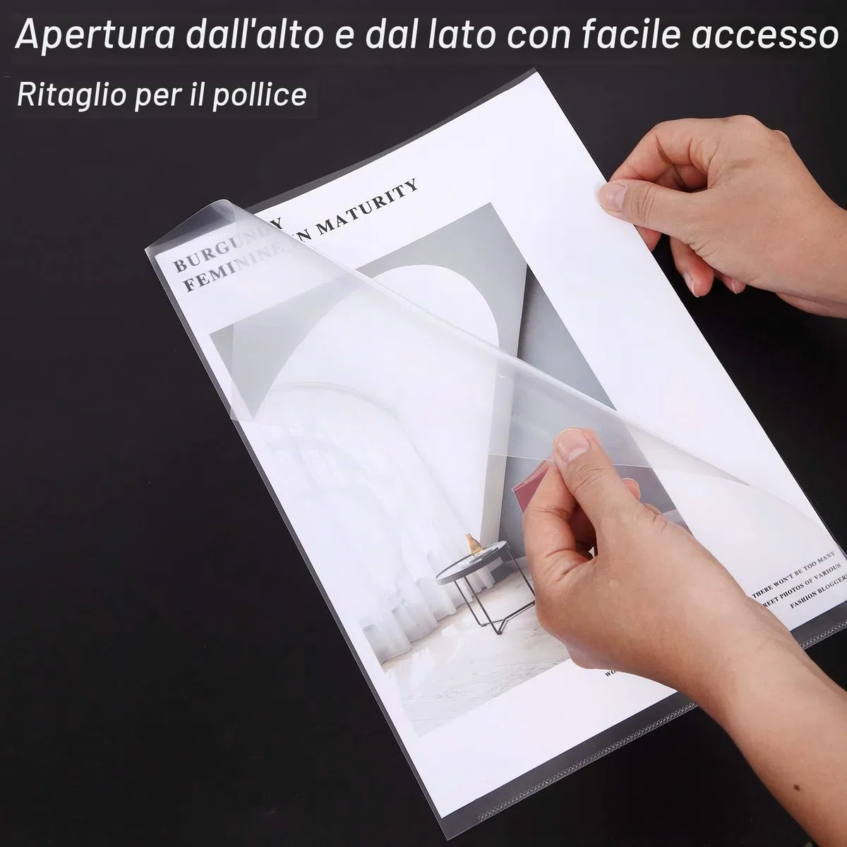 Cartelline A4 Trasparenti a L Formato, confezione da 30, 180 micron, Cartelle di File Documenti A4 in Polipropilene per Scuola, ufficio, Copertina per Fogli di Protezione -Trasparente