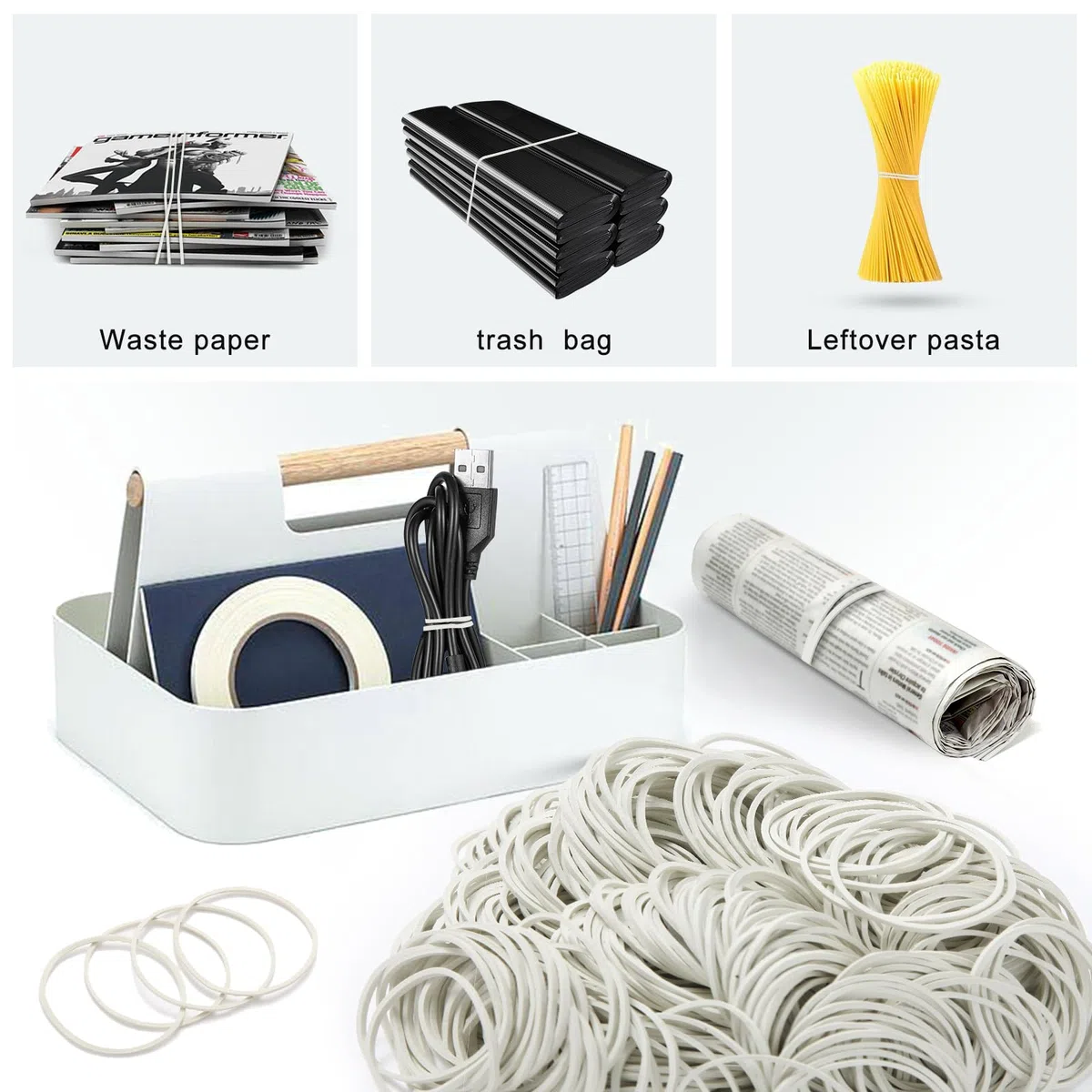 500Pezzi elastici bande elastiche cartella di file stazionario spesso forte elastico elastico elastici per la scuola forniture per ufficio a casa artigianato industriale fai da 38mm dimensioni bianco
