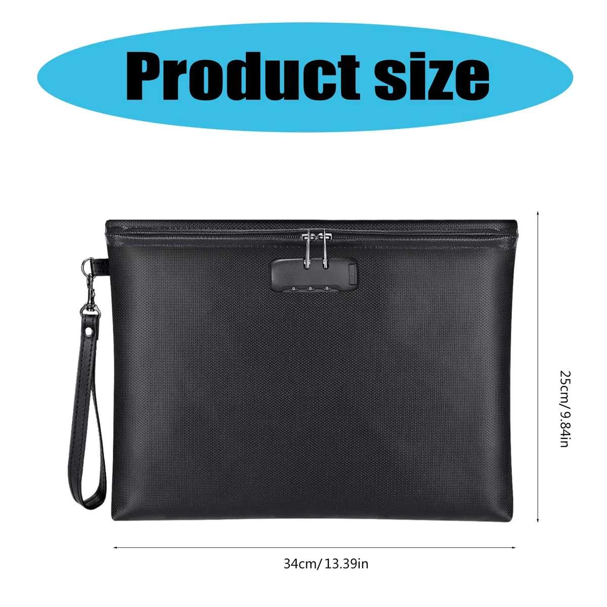 Borsa per documenti resistente alla temperatura con chiusura a codice, con cerniera, borsa protettiva per denaro, gioielli, oggetti di valore