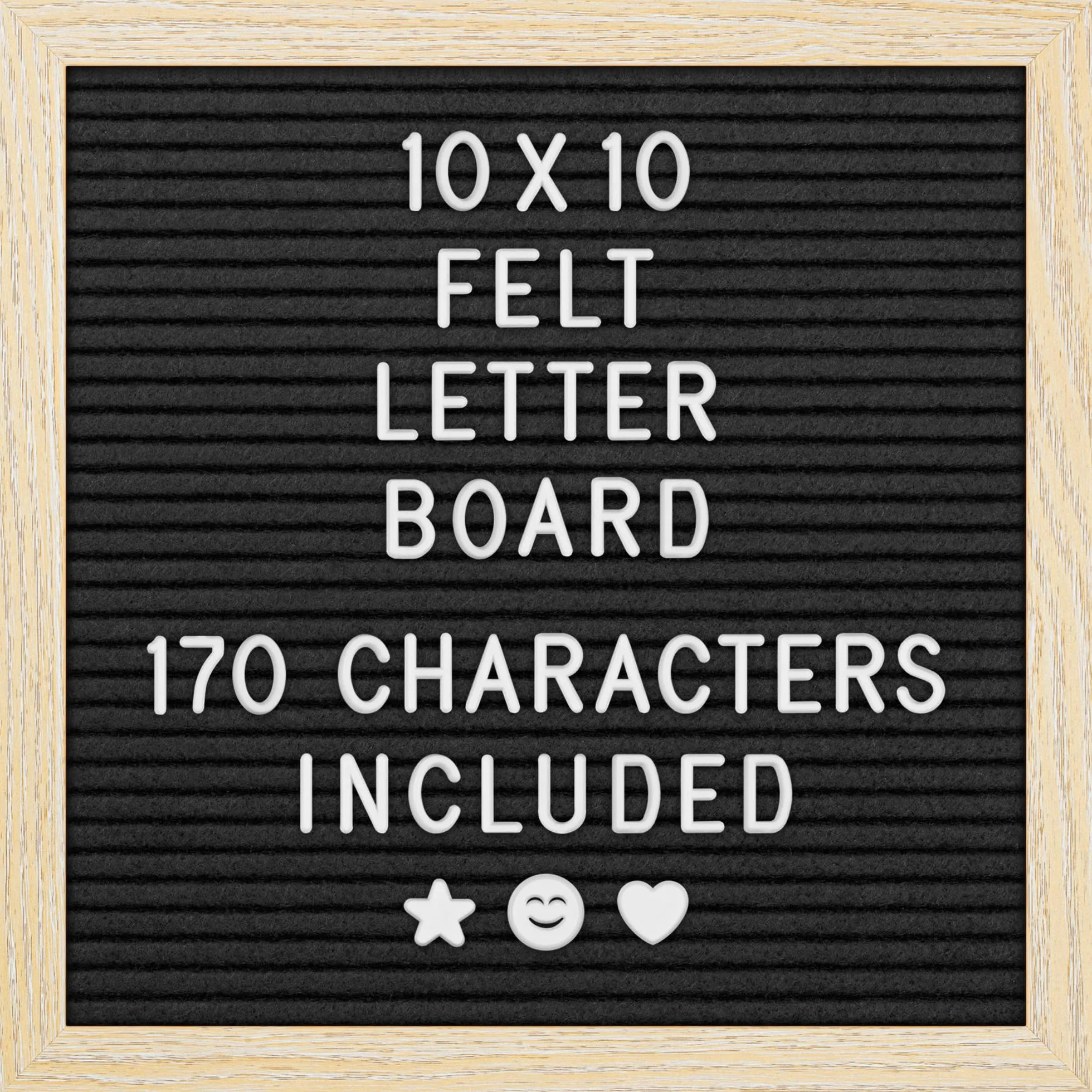 Lavagna per lettere in feltro - 25x25 cm, Nero - 170 lettere, numeri ed emoji per celebrazioni e annunci - Lavagna per messaggi personalizzabile con cornice in legno per la casa - di Yes4Quality