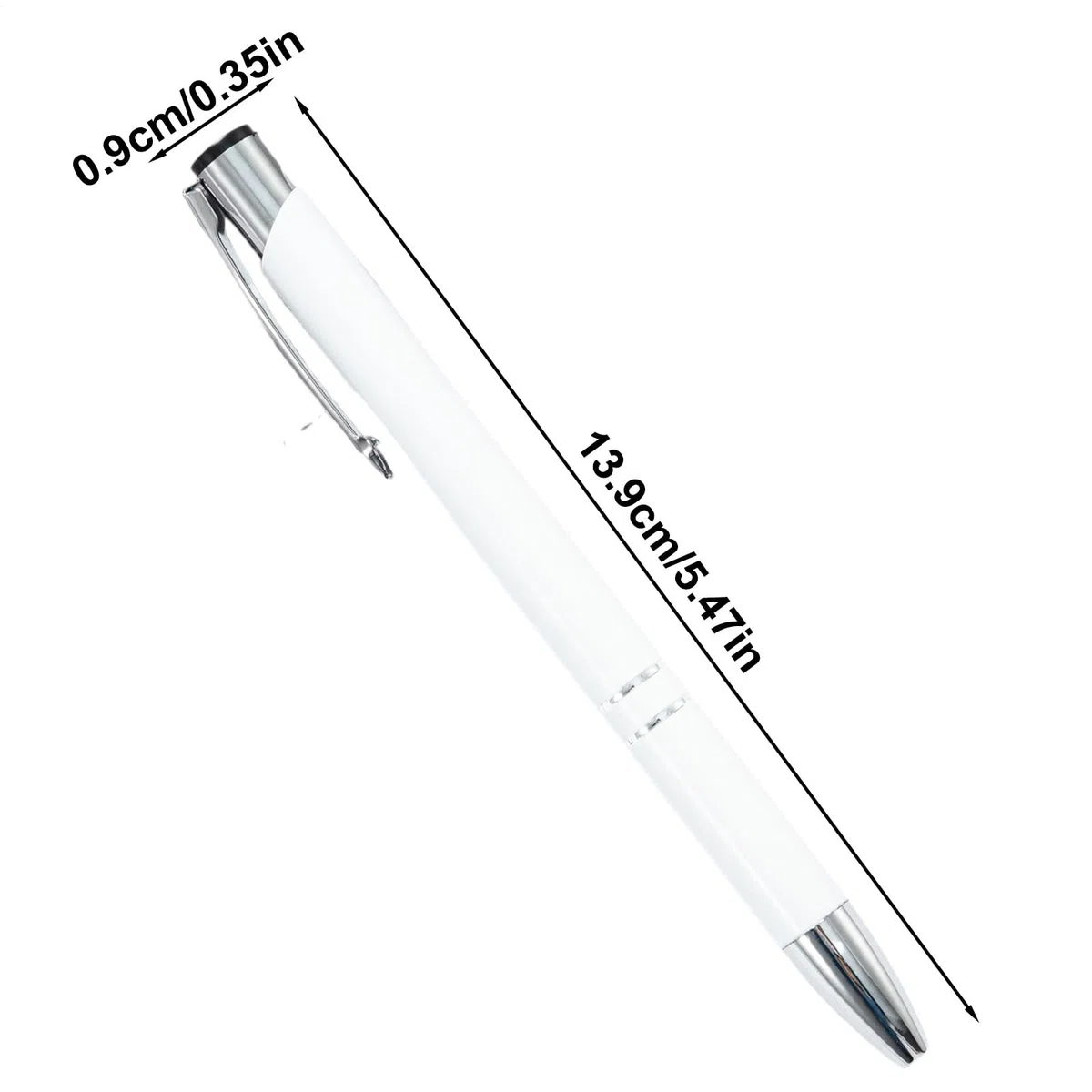 Penna a in metallo, 50 penne a scatto in metallo, 13,9 x 0,9 cm, multifunzione, design alla moda, design con clip argentata, ideale per élite aziendali, studenti, insegnanti e professionisti