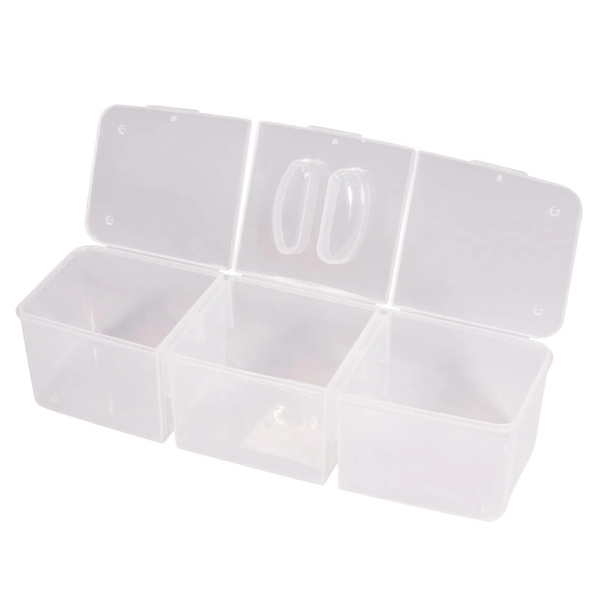 Rayher box di conservazione, box assortimento con manico, 2 ripiani, 23,1 x 15,6, altezza 13 cm, plastica, trasparente, ideale per miniature, giocattoli, attrezzi, accessori da cucito