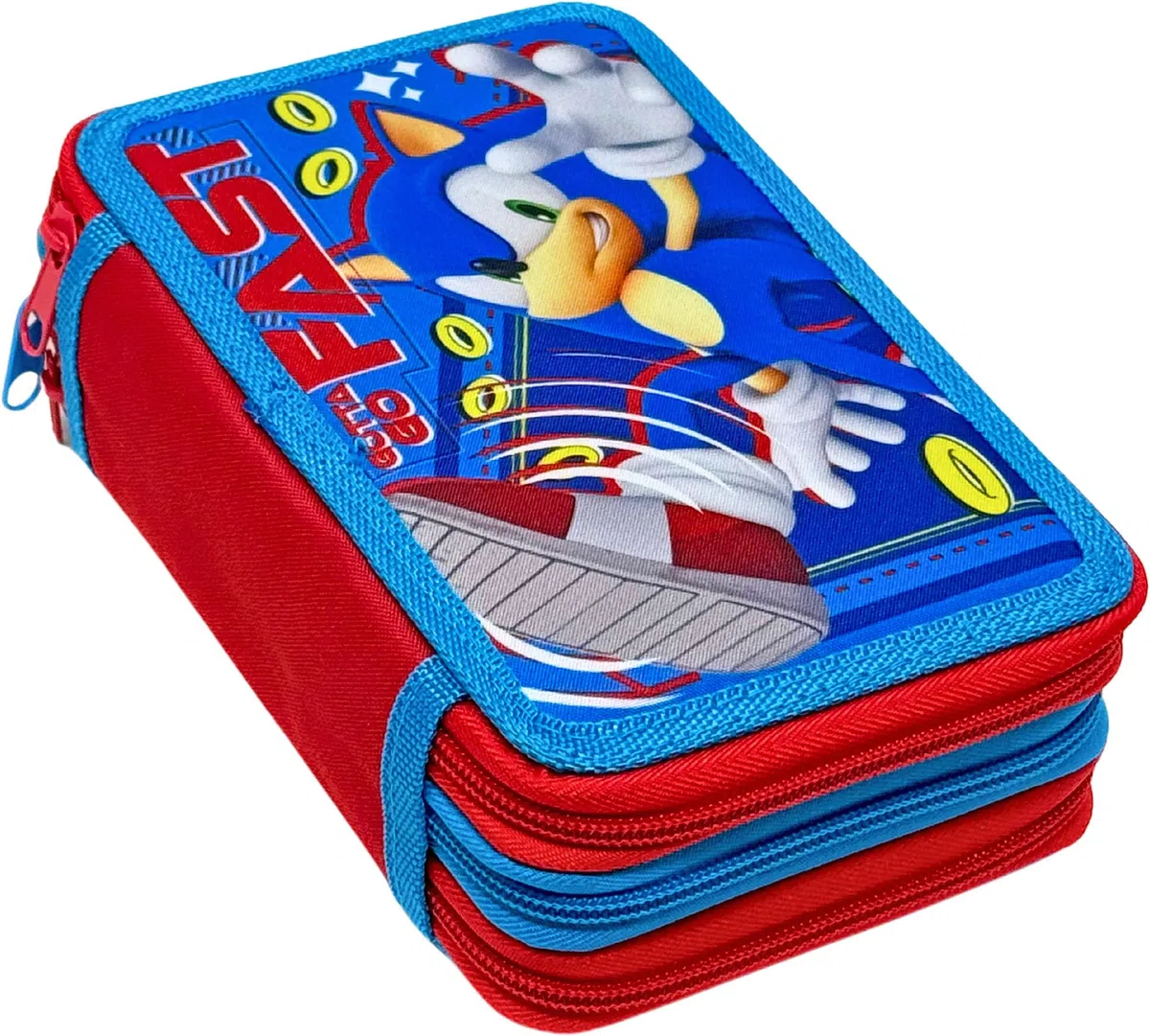 Clondo Astuccio 3 Scomparti Completo, Per Sonic Fan, 44 Pezzi Inclusi, Penne, Matite, Pennarelli, Pastelli, Forbici – Scuola Elementare e Regalo – Gadget Ufficiale Per Bambino