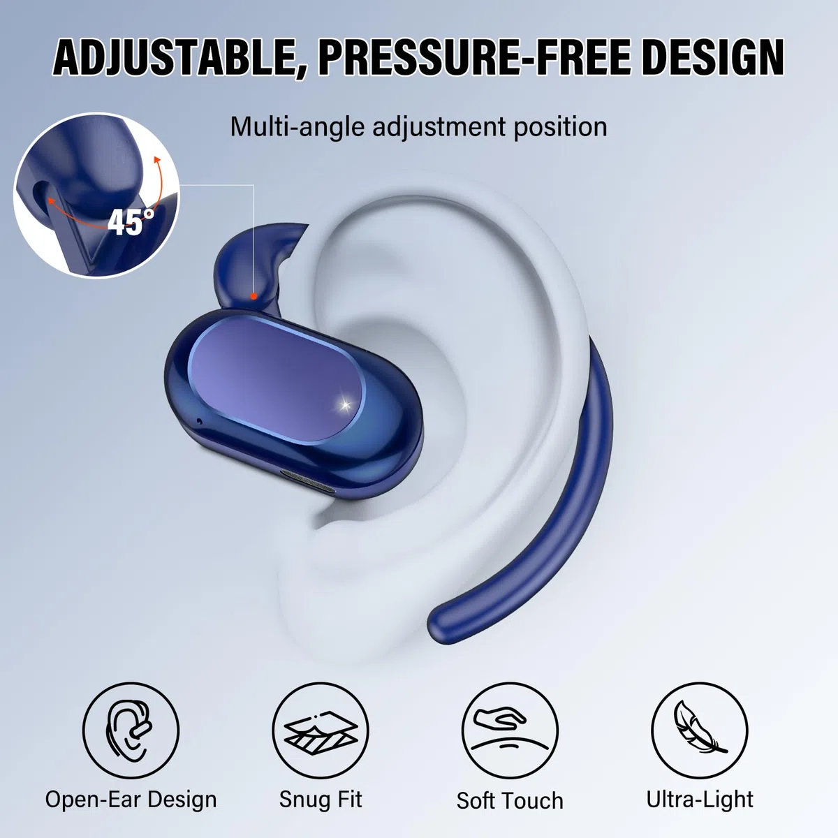 STECEi AI Cuffie Traduzione Simultanea, 4-in-1 Auricolari Traduttori Istantanei con 164 Lingue e 7 Modalità, Bluetooth 5.4 Open Ear con ENC, Codice Autorizz Permanente, IPX7 per Viaggi, Blu Zaffiro