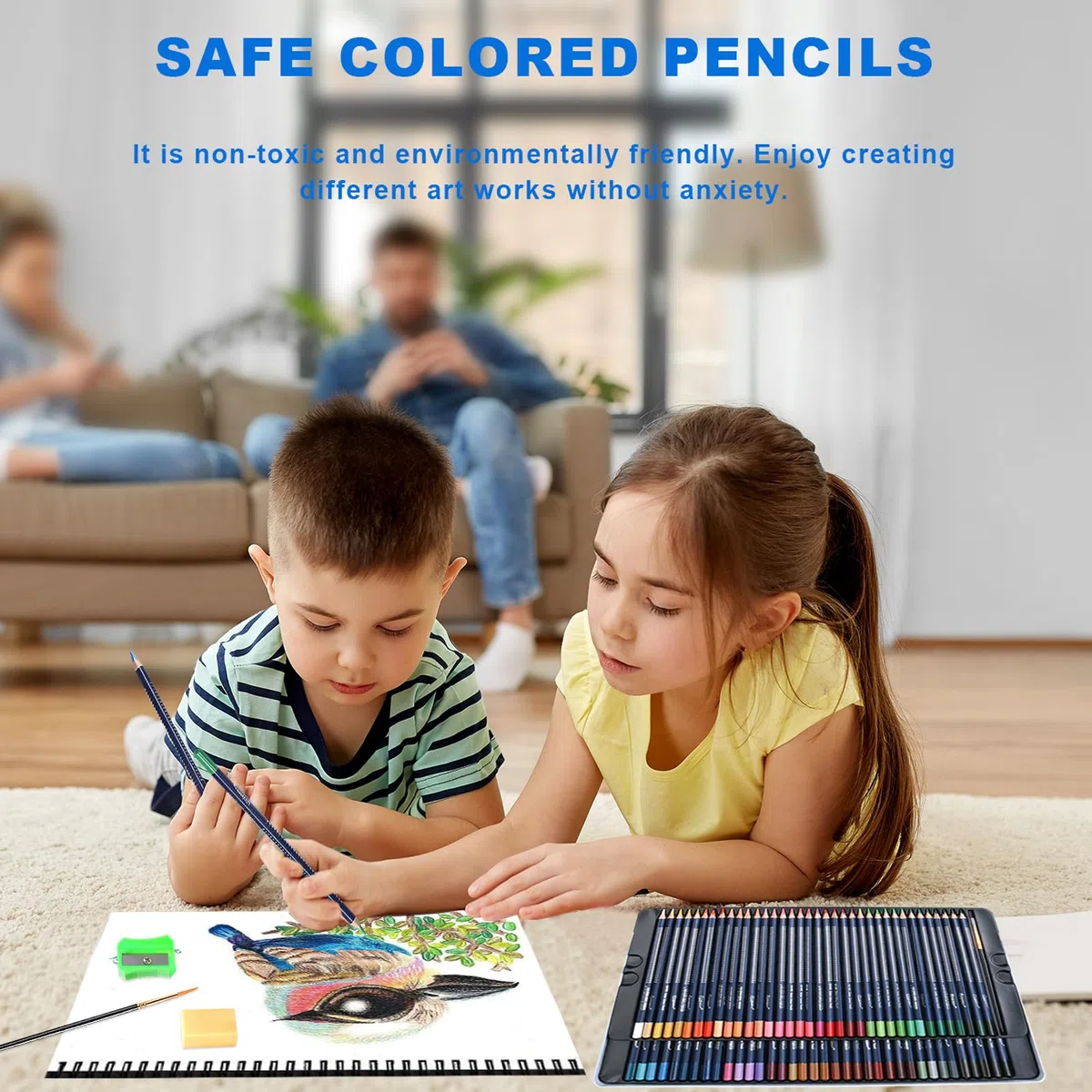 Matite Colorate,72 Set Matite da Disegno Professionali,per Sfumatura, Stratificazione e Pittura ad Acquerello,Con temperino,2 Estensori per matita e gomma,Matite Acquarellabili Professionali