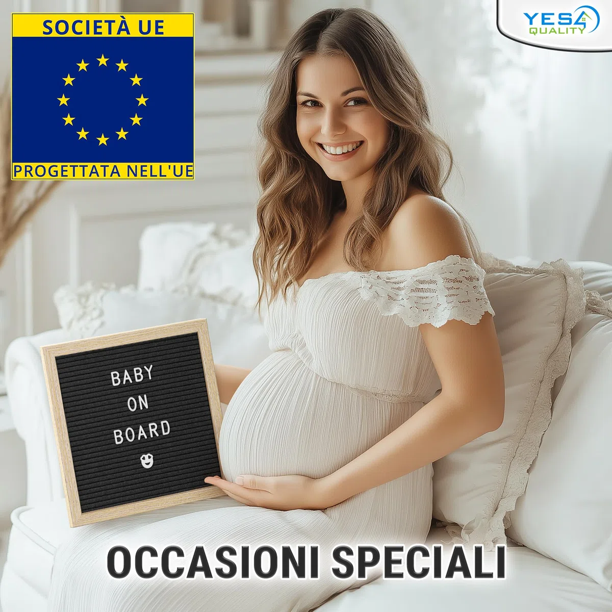 Lavagna per lettere in feltro - 25x25 cm, Nero - 170 lettere, numeri ed emoji per celebrazioni e annunci - Lavagna per messaggi personalizzabile con cornice in legno per la casa - di Yes4Quality