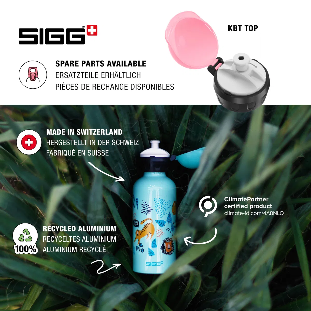 SIGG - Borraccia Bambini In Alluminio - KBT - Ermetica - Leggera - Senza BPA- Certificata Climate Neutral - 0,4L