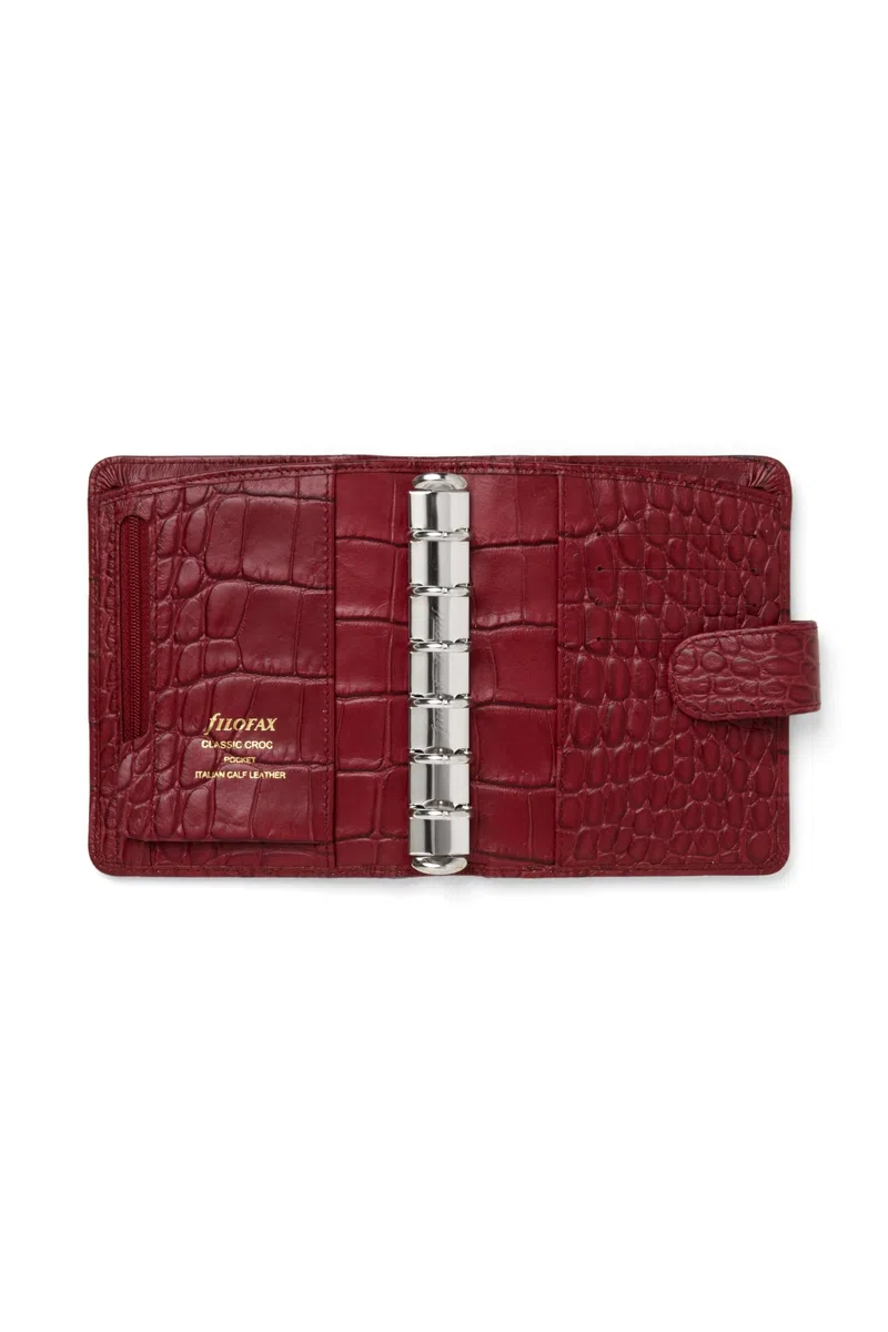 Filofax Pocket Classic Croc Organizer - Ciliegia