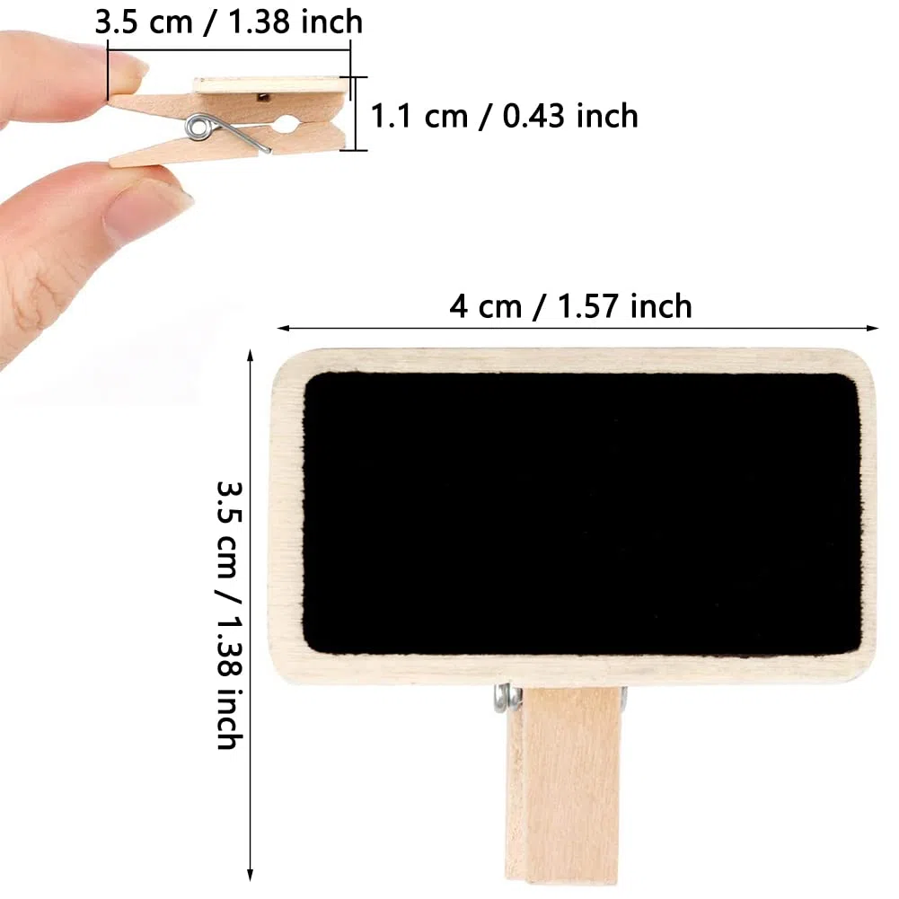50 Pezzi Lavagna Clip, Lavagnetta Nera in Legno, Mini Lavagna Messaggio, Lavagnette Promemoria per Cartellino del Prezzo, Bacheca per Appunti Con Foto, Etichetta per Feste