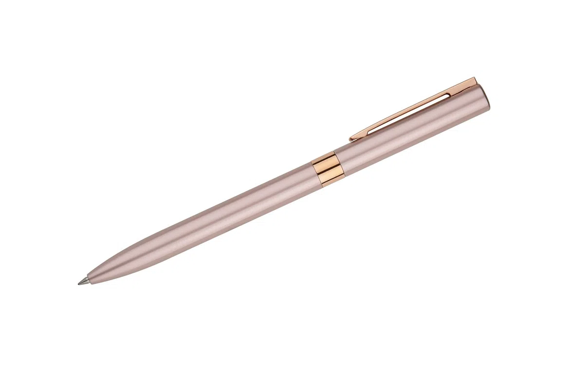 penna personalizzata con incisione laser meccanismo a rotazione in metallo con finiture cromate o placcate in oro inchiosto gel 0,5 mm confezione regalo (Rosa)