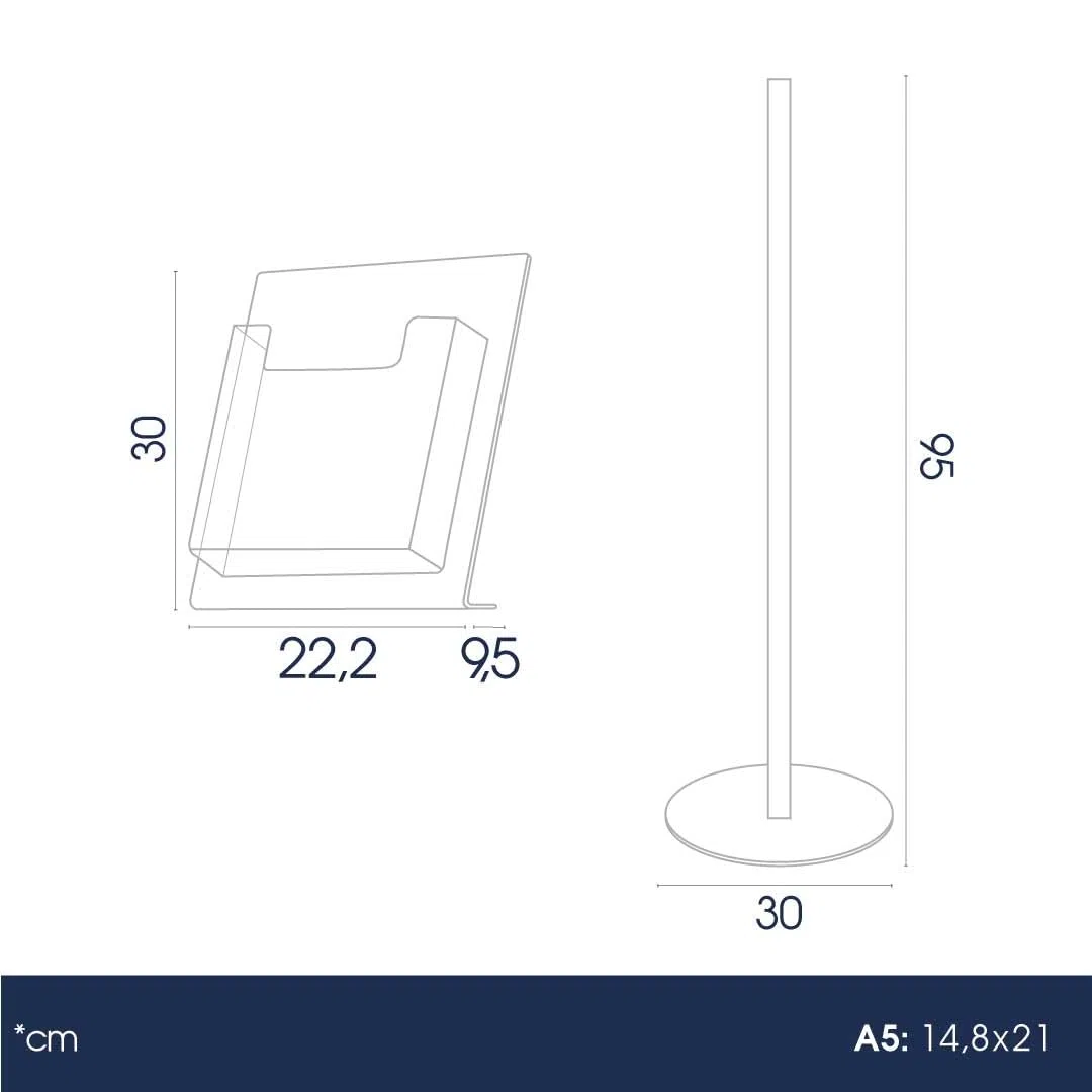 Danieli - Porta Depliant da Terra in Acrilico Trasparente A5 con 1 tasca, per Riviste e Brochure. Porta Volantini Resistente da Utilizzare come Espositore per Ufficio e Negozi. (Alluminio Silver)