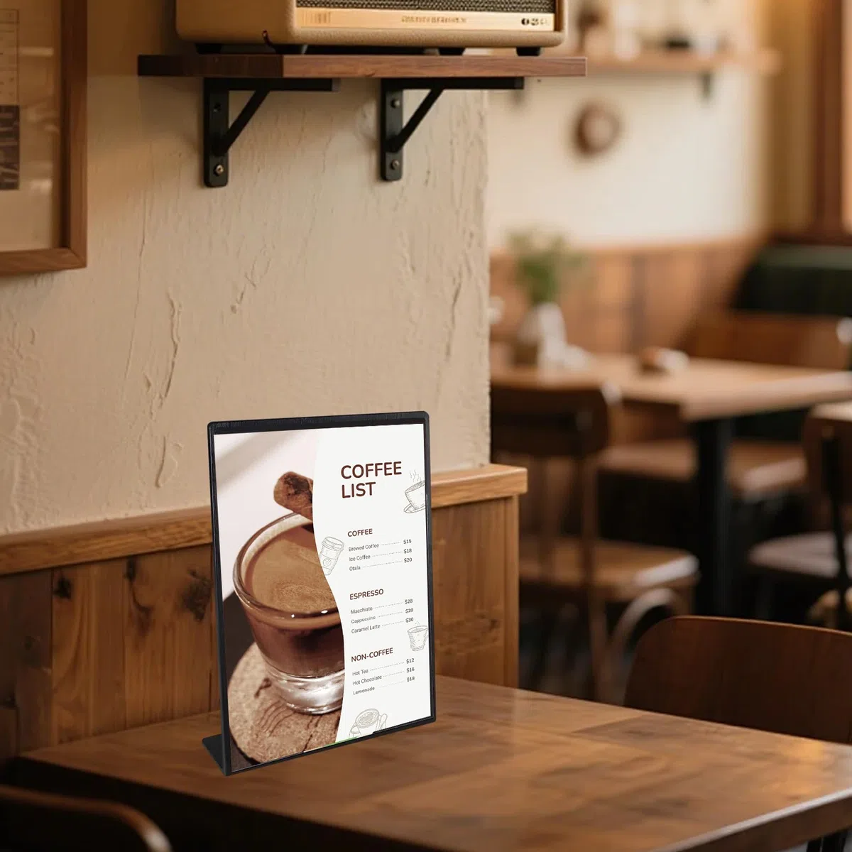 Espositore da tavolo in acrilico A4, inclinato, in plexiglas trasparente, per menu, volantini e pubblicità, supporto a T, formato A4, supporto a L, per ufficio, ristorante, negozio, hotel