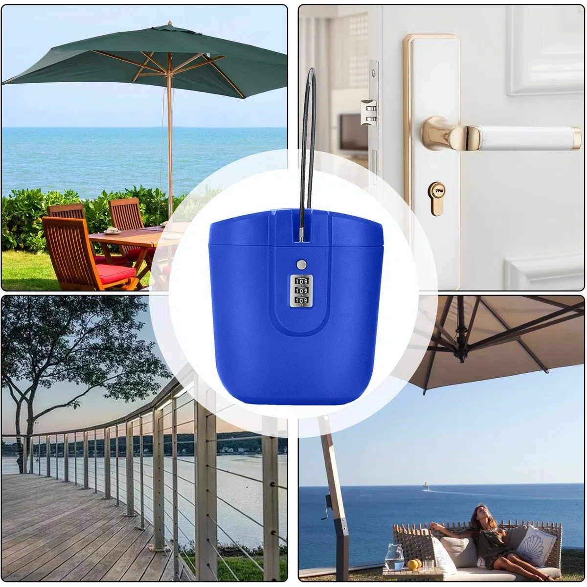 Scatola Da Viaggio Portatile Cassette Di Sicurezza Da Spiaggia Per Oggetti Personali,2 Litri Scatola Con Lucchetto Da Spiaggia,Con Maniglia Per Cavo Rimovibile Per L'uso In Hotel