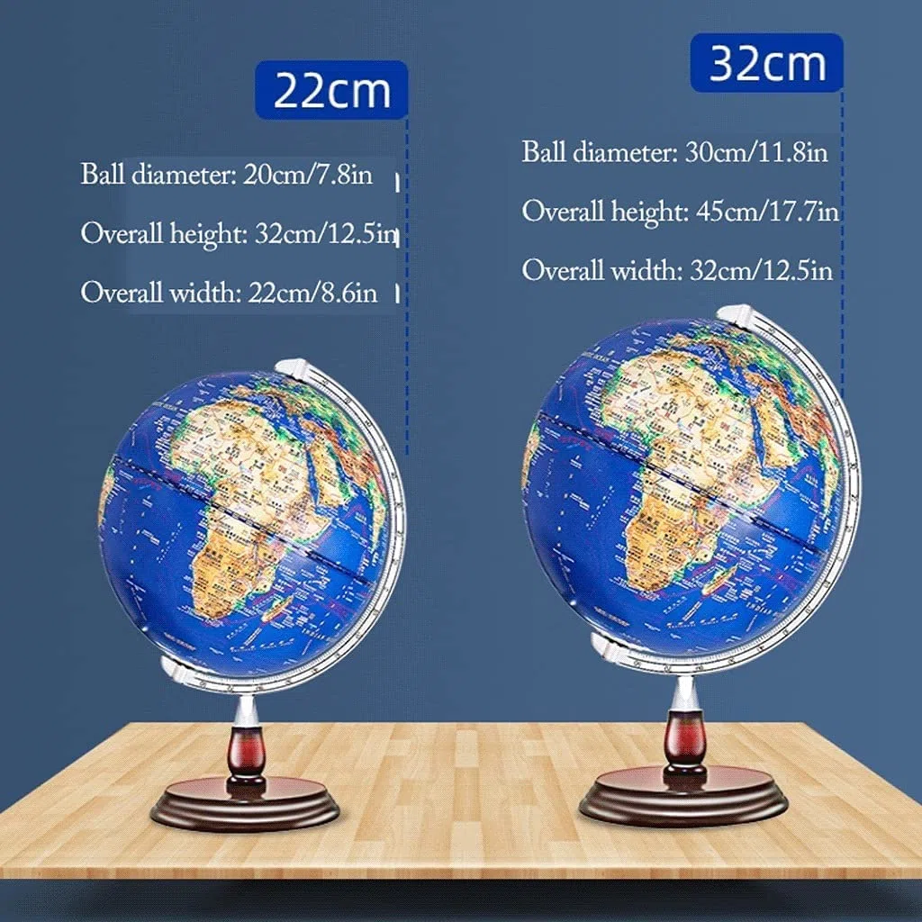 POCHY Mappamondi Mini mappamondo Blue Oceans Globo geografico Globo educativo bilingue Illuminato Globo Unico per la casa della Scuola Pratico Moda