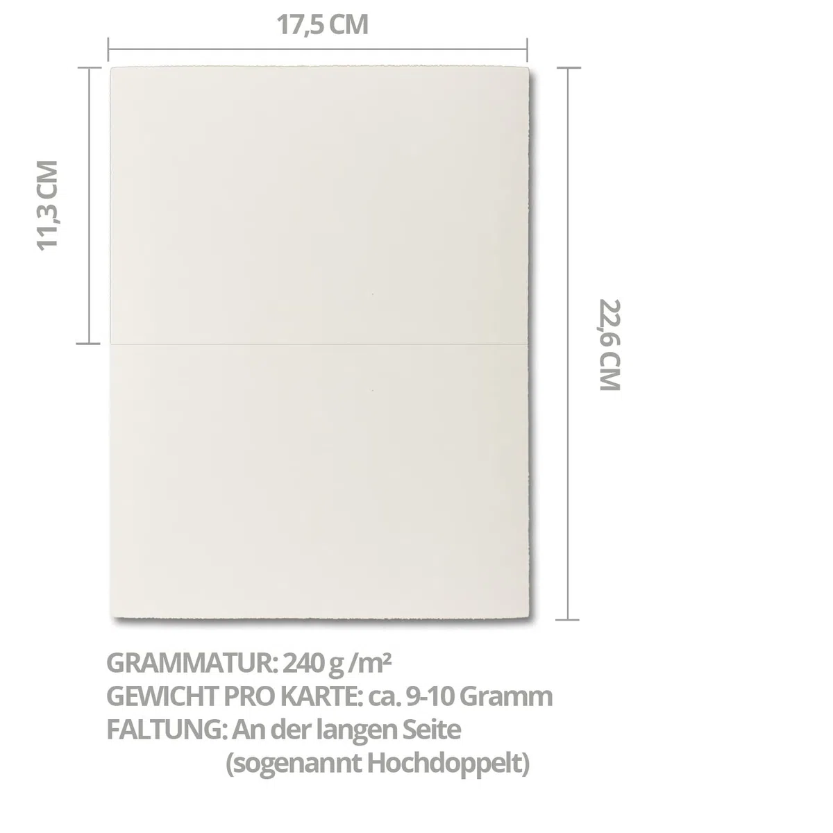 Zerkall B6 - Biglietti pieghevoli, in carta autentica, 113 x 175 mm, 225 g/m2 150 Faltkarten (hoch) Hochdoppelt Naturweiß
