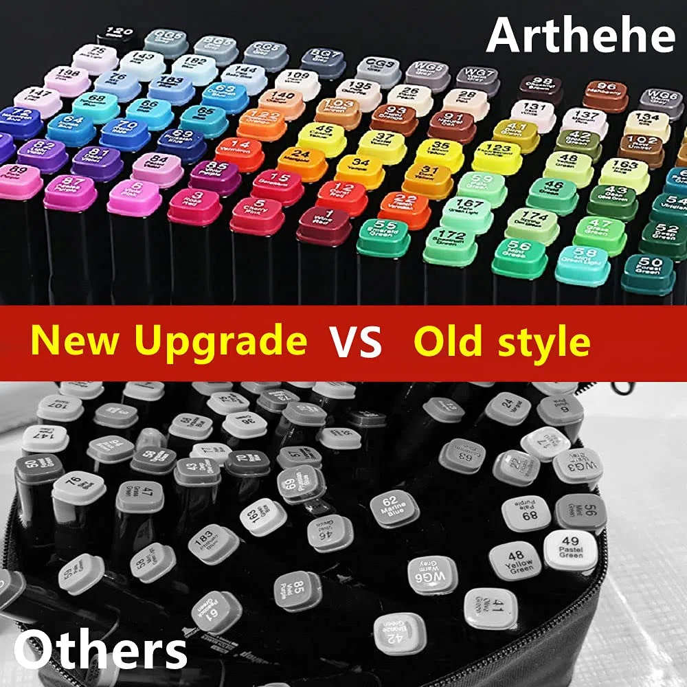 ARTHEHE - Set di 80 pennarelli a punta doppia, per manga, design scolastico