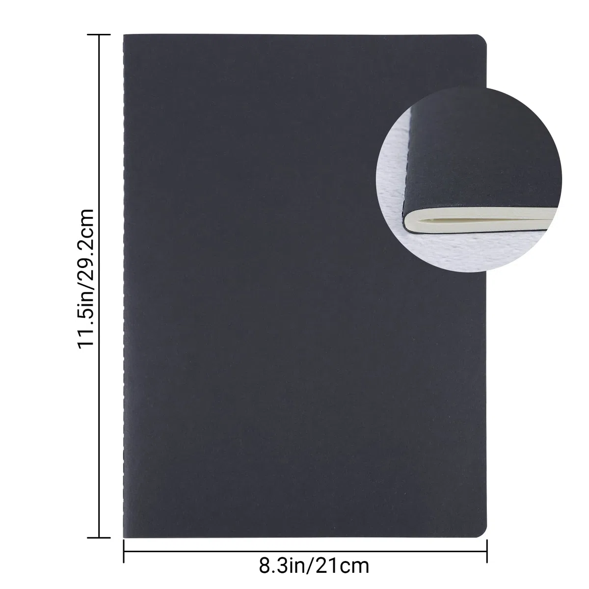 Diari di quaderni per soggetti Kraft, 3 pezzi A4 8,3 x 11,5 pollici Quaderni vuoti con copertina morbida nera, Diario di viaggio Notebook Blocco note Set sfuso, Diario per ufficio per studenti