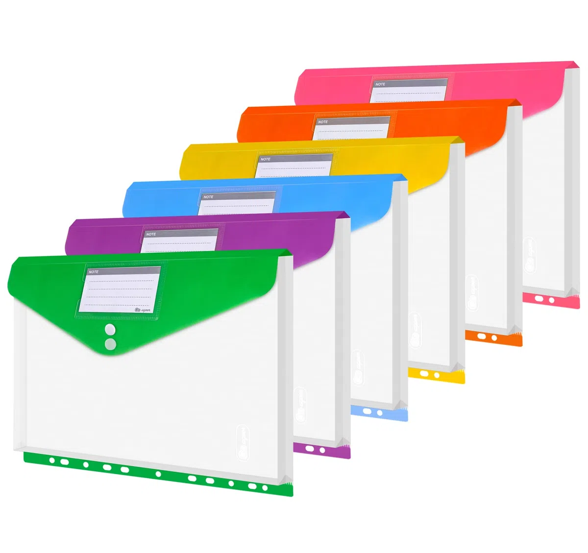 Agoer 24 Cartelle Portadocumenti A4 Espandibili, 6 Colori, 30.5 x 24 x 2 cm, 2 Tasche, 270 Fogli, 2 Bottoni, Tasca per Etichette, 11 Fori per Rilegatura