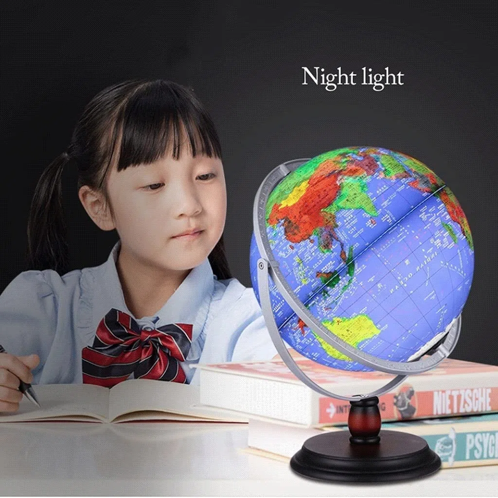 POCHY Mappamondi Mini mappamondo Blue Oceans Globo geografico Globo educativo bilingue Illuminato Globo Unico per la casa della Scuola Pratico Moda