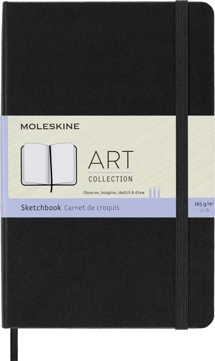 Moleskine Art Sketchbook, Album da Disegno per Schizzi, Carta Adatta per Matite, Pastelli, Penne Stilografiche e Pennarelli, Copertina Rigida, Colore Nero, Formato Medio 11,5 x 18 cm, 88 Pagine