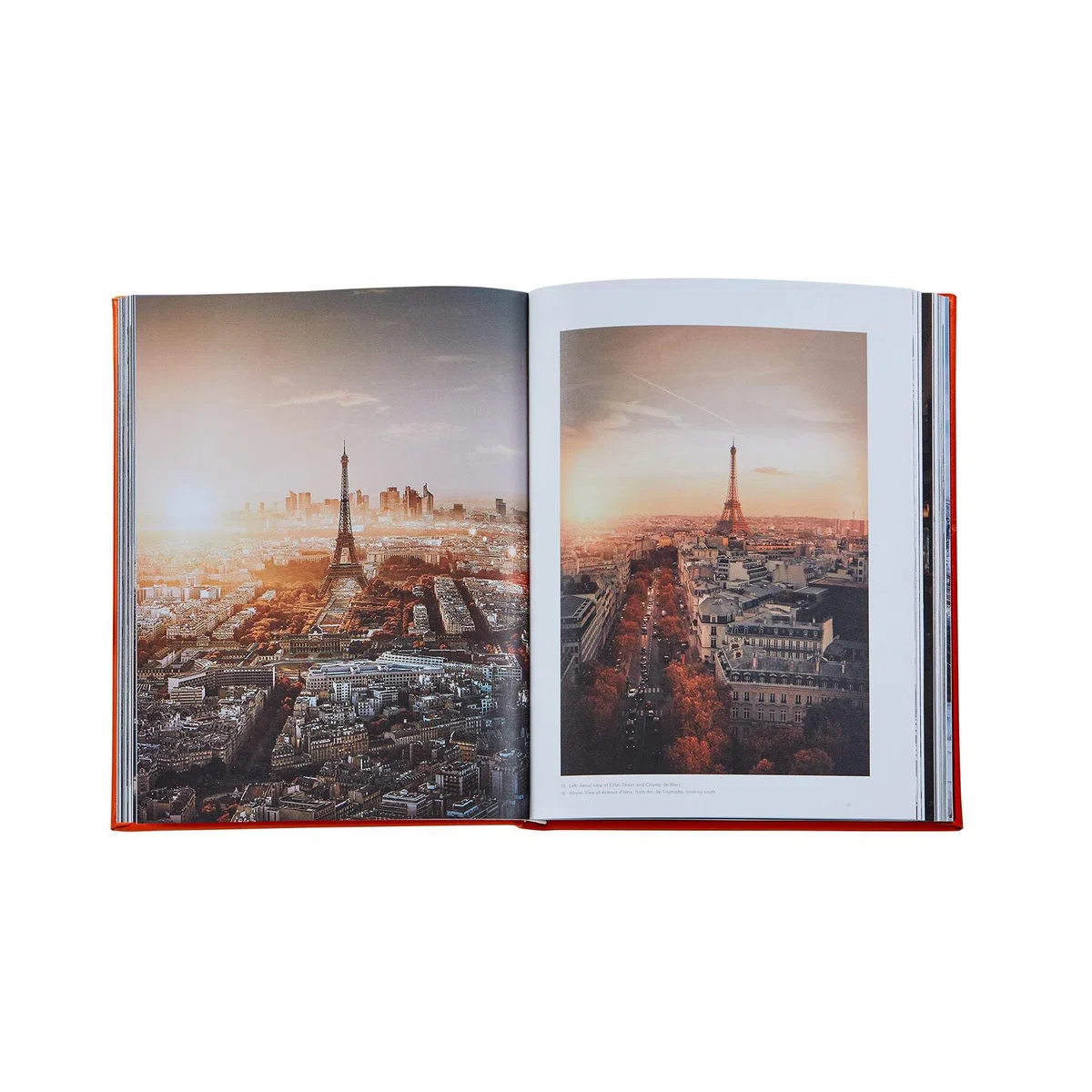 Graphic Image Planner Trope Paris, fotografie iconiche, rilegato in pelle arancione, copertina rigida, rilegato a mano negli Stati Uniti