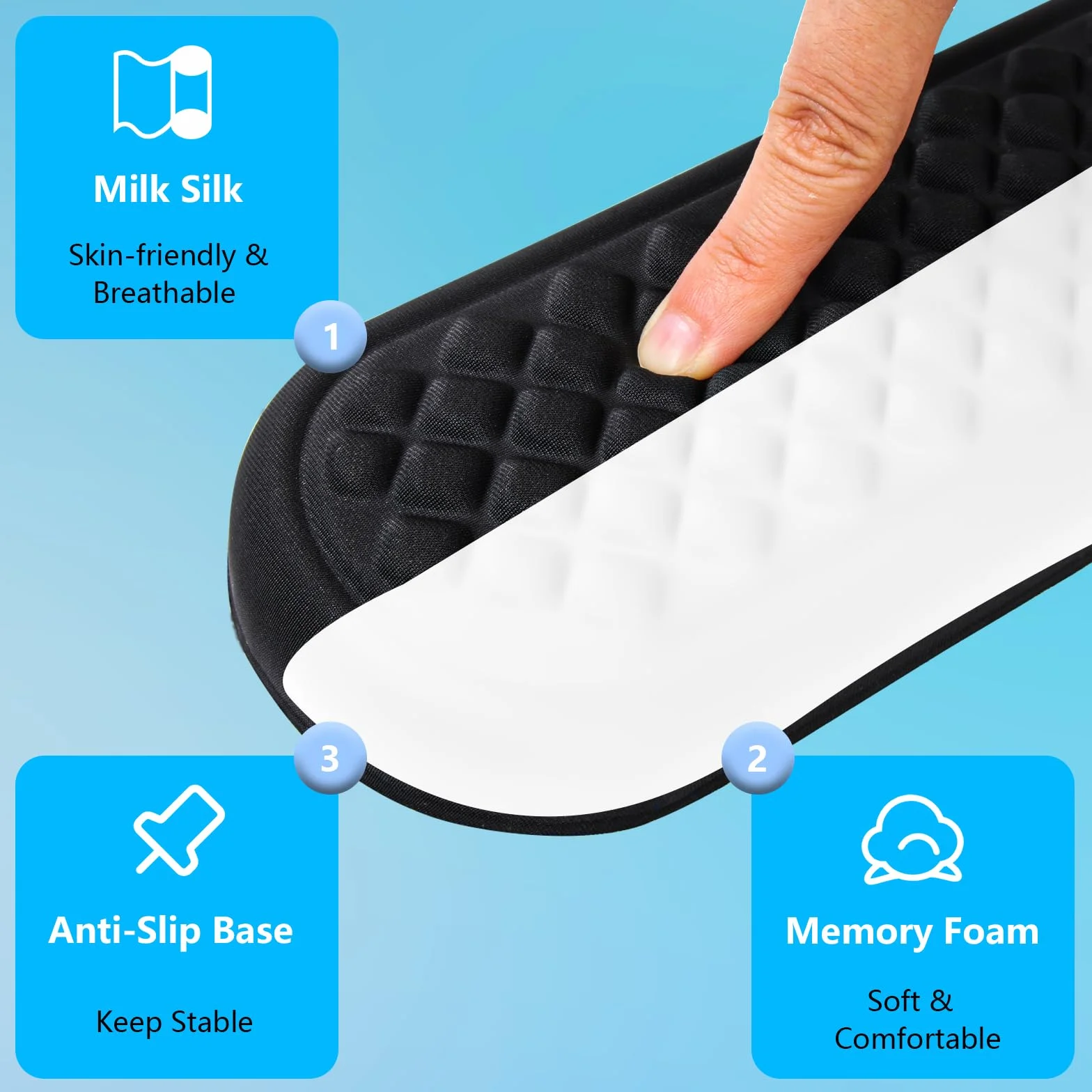 ELZO Poggiapolsi per Tastiera e Mouse con Memory Foam, Wrist Rest per Computer dal Design Ergonomico, Base in Gomma Antiscivolo per Laptop, Digitazione Facile e Allevia il Dolore al Polso
