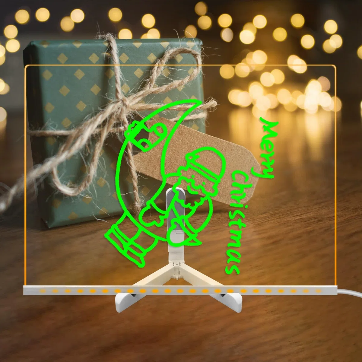 Lavagna cancellabile a secco in acrilico con supporto luminoso, 30 x 40 CM lavagna luminosa per appunti, pennarello a 7 colori, memo per menu, disegno, luce calda a LED per casa, scuola,