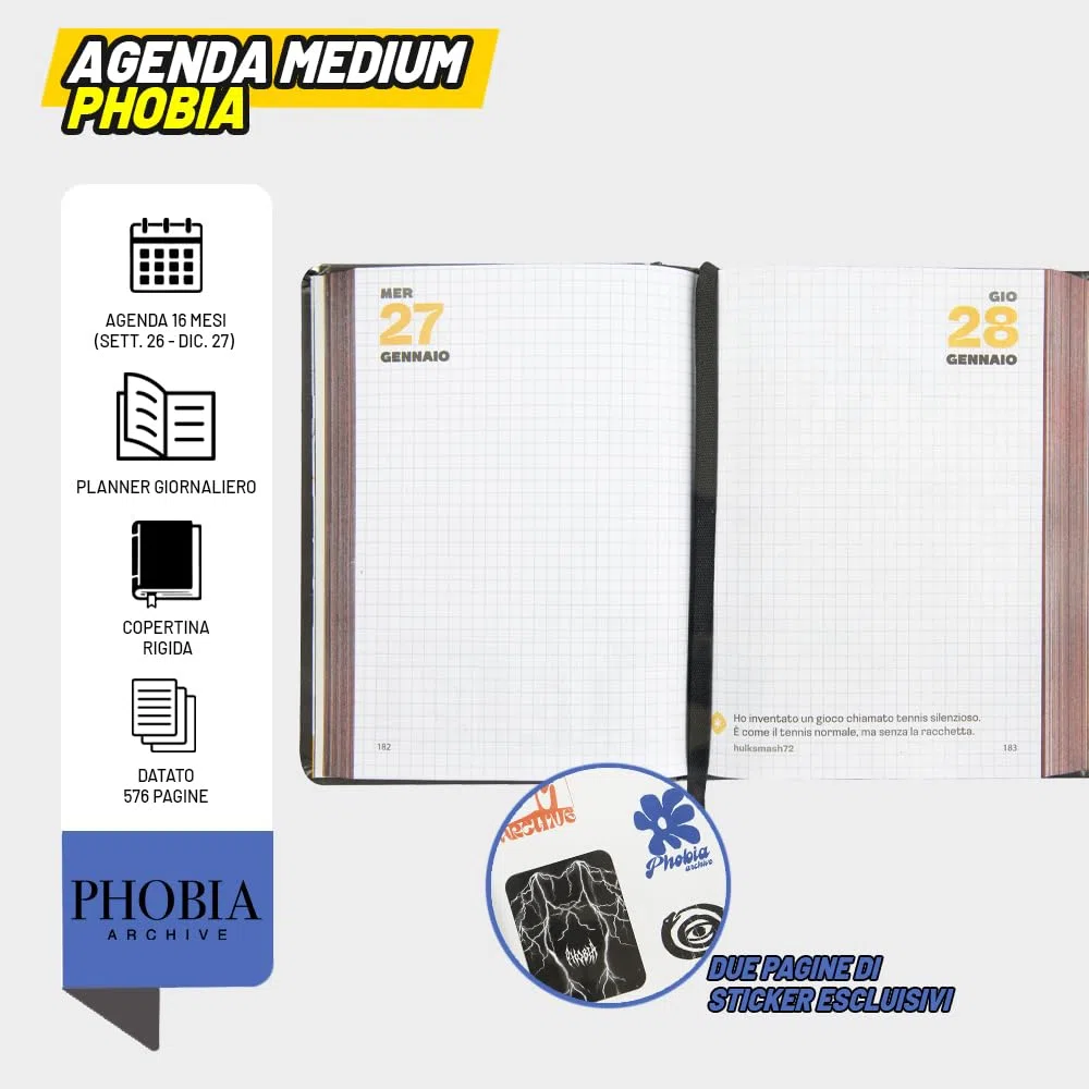 COMIX - Agenda Giornaliera 2027 Limited Fashion Edition, Diario Scuola per Ragazzi e Ragazze, Copertina Rigida con Grafica, Sticker Esclusivi, Interno 100%, 12x16,5 cm