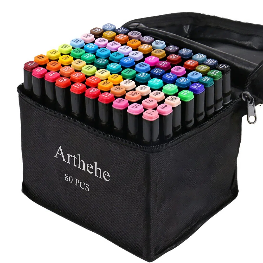 ARTHEHE - Set di 80 pennarelli a punta doppia, per manga, design scolastico