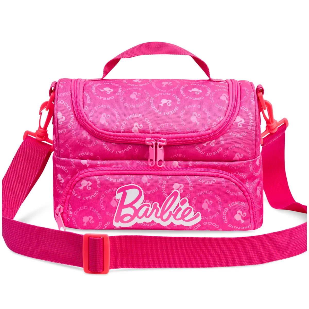 Get Trend Barbie Borsa Termica Porta Pranzo Bambini, Borsa Pranzo con 2 Scomparti Isolati Zip, Manico Robusto e Tracolla Regolabile e Rimovibile per Scuola e Gite, Idea Regali