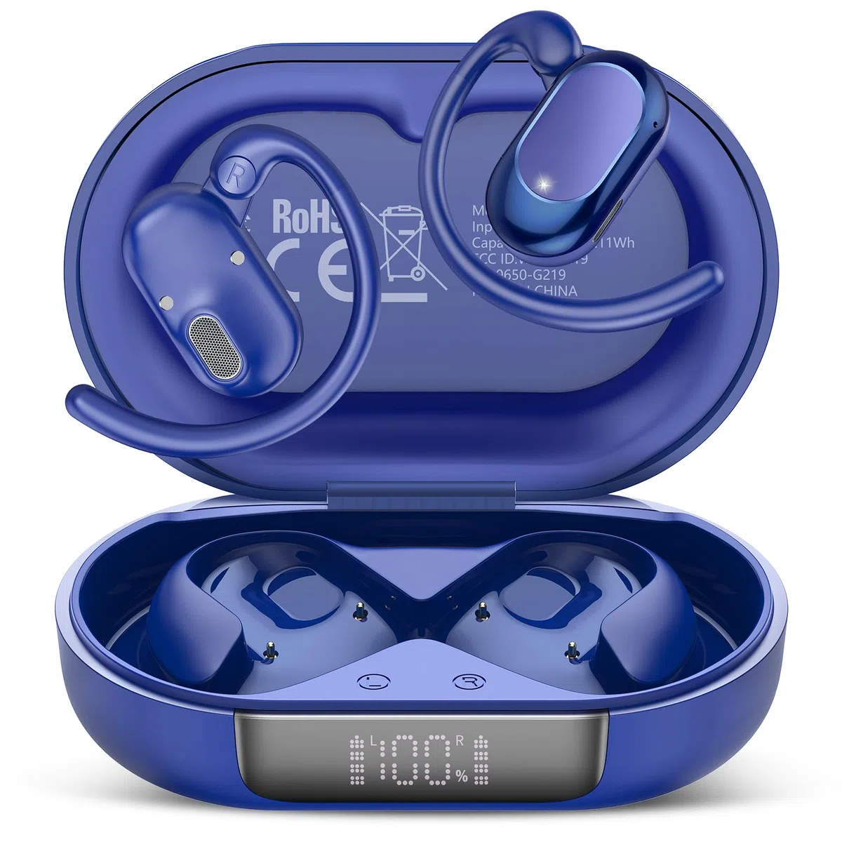 STECEi AI Cuffie Traduzione Simultanea, 4-in-1 Auricolari Traduttori Istantanei con 164 Lingue e 7 Modalità, Bluetooth 5.4 Open Ear con ENC, Codice Autorizz Permanente, IPX7 per Viaggi, Blu Zaffiro
