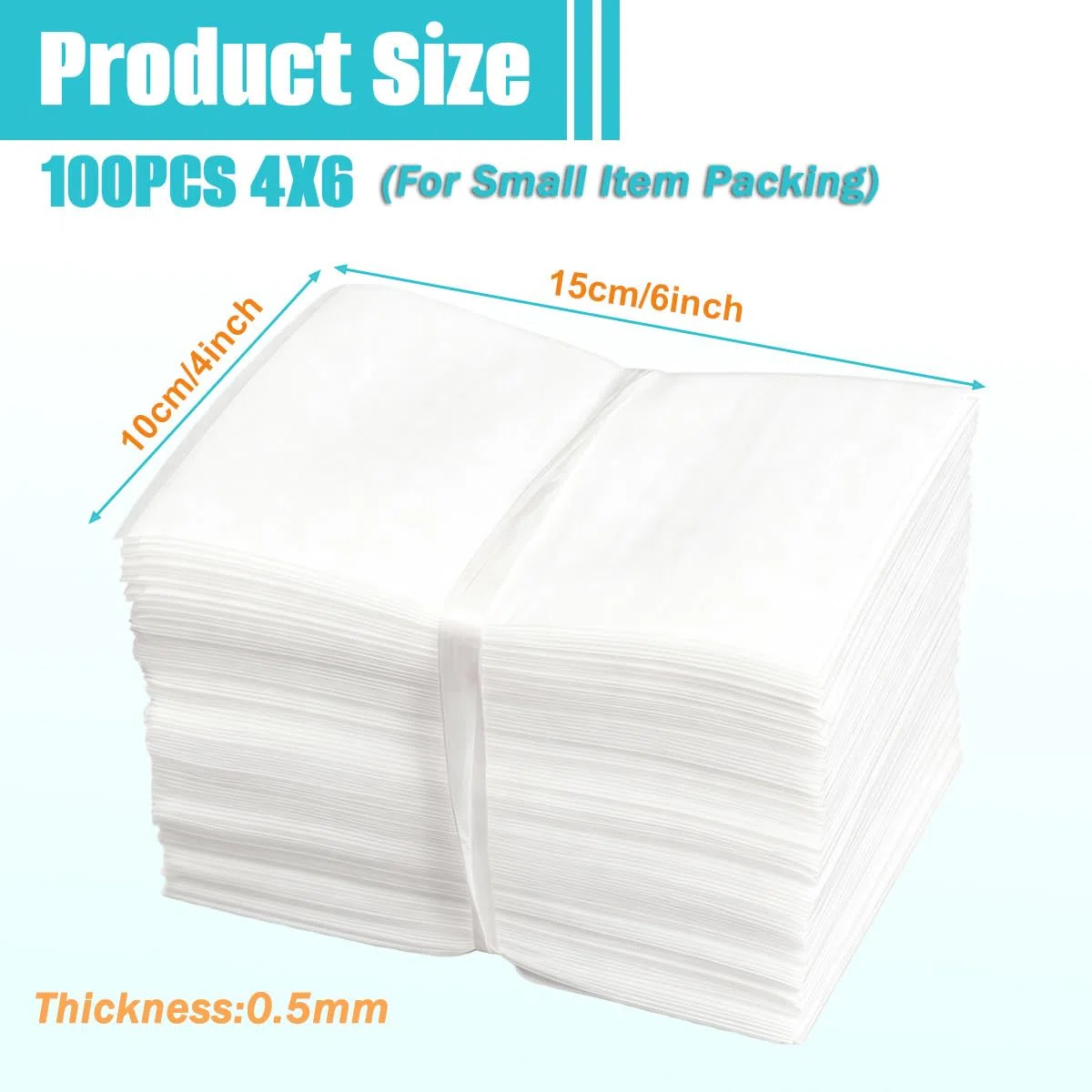 100 Sacchetti in Schiuma 9,9 x 15 cm per Imballaggio, Fogli per Avvolgere Piatti, Vetreria, Forniture per Spostamento