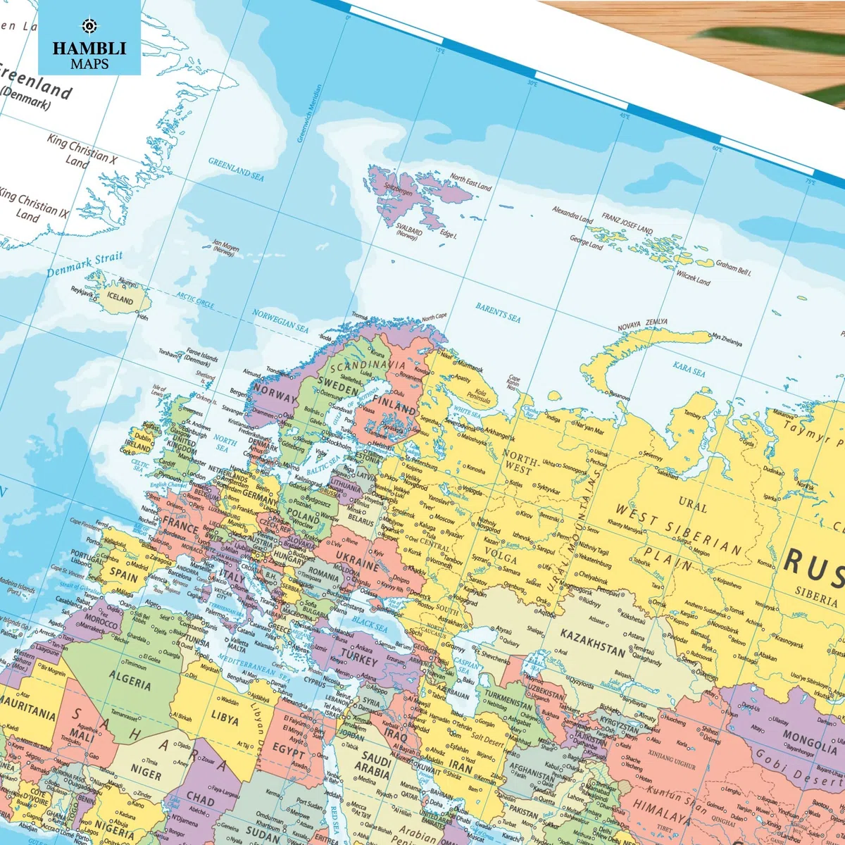 Poster Da Parete Con Mappa Del Mondo, 84 x 60 cm, Grande Mappa Dell'Europa - Idea Regalo per Aule o Geografia