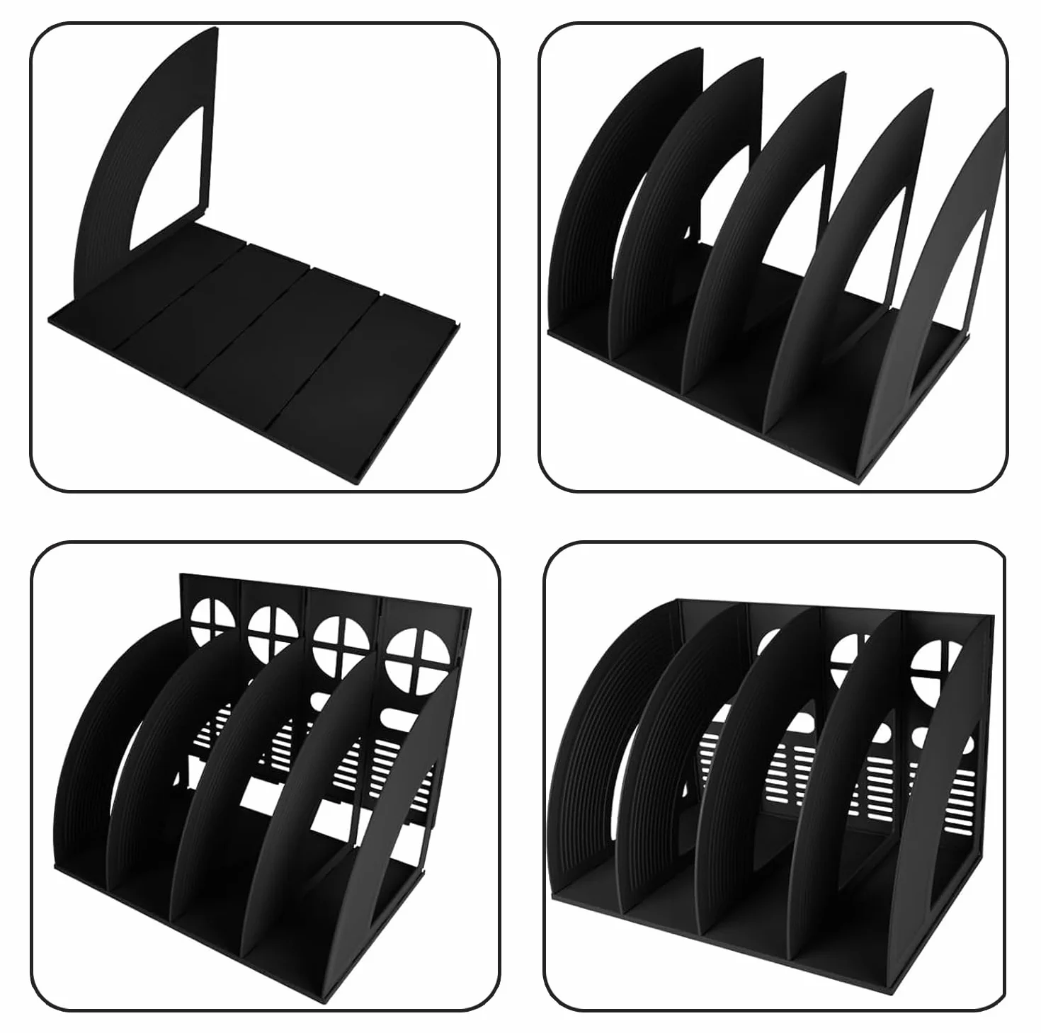 Porta Quaderni da Scrivania, Portariviste con 4 Scomparti, Portariviste da Scrivania Verticale, Robusto Organizer in Plastica per A4 Documenti, Porta Libri per Scuola, Ufficio, Casa