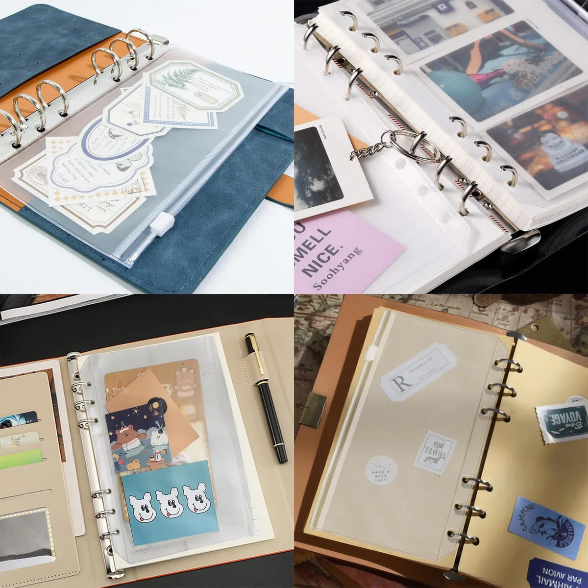 Buste Portadocumenti in Plastica,20 PCS Buste Trasparenti A5 con Cerniera 6 Fori Perforati Universali Bustes in PVC Senza Odore per Money Binder Agenda Risparmio Soldi Cash Stuffing