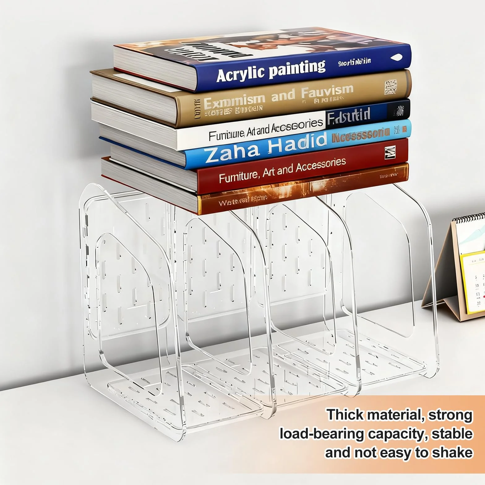 GOMETY Organizer da Scrivania, Portacartelle, Mensola per Libri Spessorata e Rimovibile con 4 Scomparti, Scaffali per Libri, Armadio per Documenti, Spazio di Archiviazione per Ufficio, Cartelle