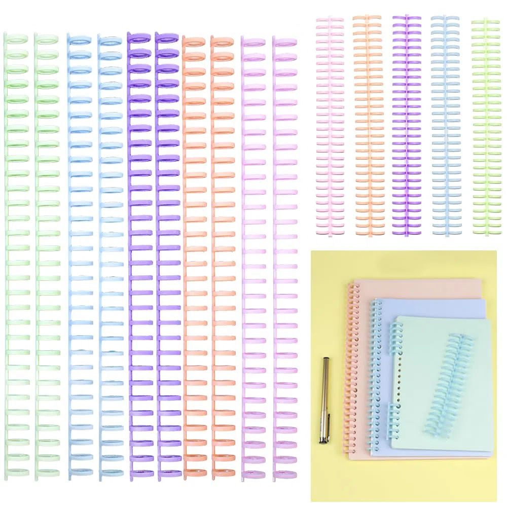 15Pezzi in Plastica a 30 Fori Cartelline a Fogli Sciolti Spirale per Rilegatura Anello di Rilegatura Spine Pettini Dorsi Plastici per Rilegatura 70 Fogli capacità per Carta Taccuino Album