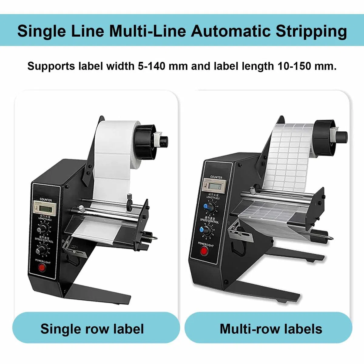 Distributore Automatico di Etichette Commerciale, Macchina per Spellare Le Etichette con Display Digitale, Larghezza Etichetta 5-140 Mm, velocità Regolabile 1-8 M/Min